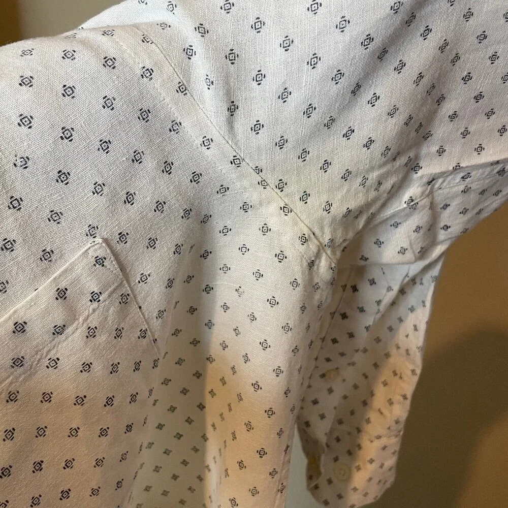 BANANA REPUBLIC Linen Slim Fit Geometric Print Shirt Medium Eclectic Grandpacore